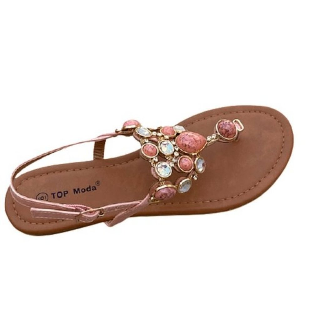 Coral Gemstone Thong Sandal - Picture 2 of 3